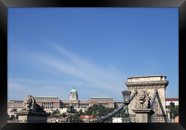 Chain bridge and royal castle Budapest Framed Print by goce risteski