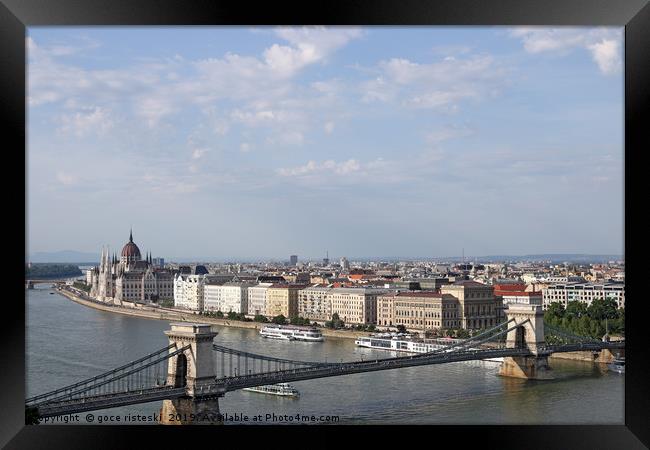 Chain bridge and Hungarian Parliament Budapest Framed Print by goce risteski