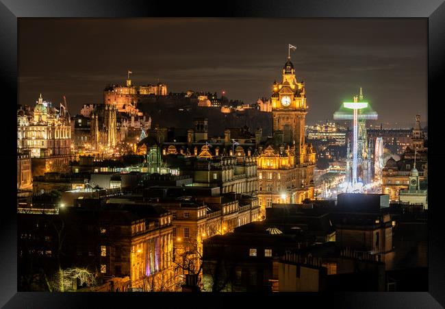 Edinburgh City by night Framed Print by Sylvan Buckley