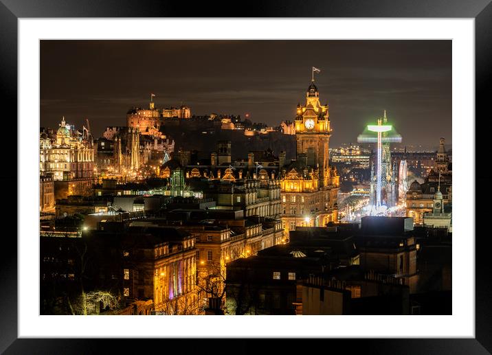 Edinburgh City by night Framed Mounted Print by Sylvan Buckley