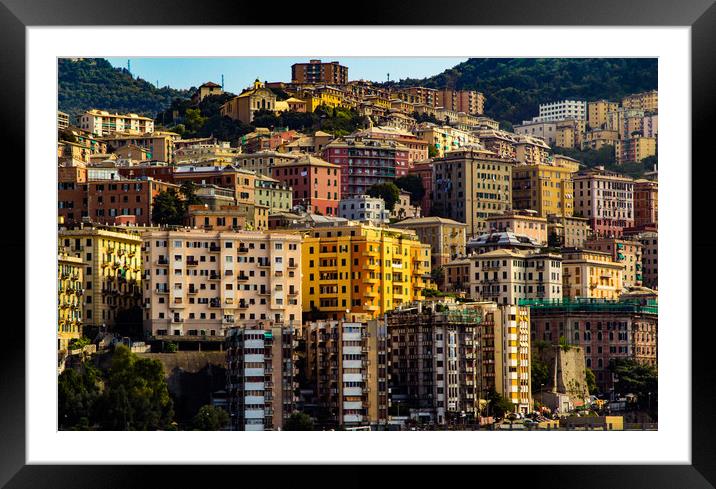 Genoa Cityscape Framed Mounted Print by Dave Denby