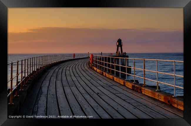 Sunset Whitby  Framed Print by David Tomlinson