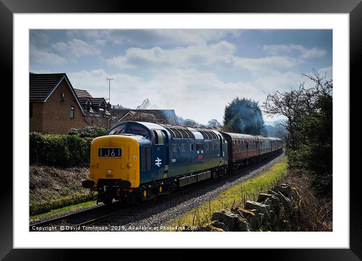Deltic D9009 Alycidon  at Townsend Fold   Framed Mounted Print by David Tomlinson