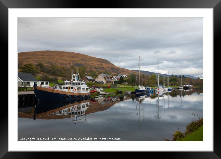 Reflection on the Caledonian Canal - Scotland  Framed Mounted Print by David Tomlinson