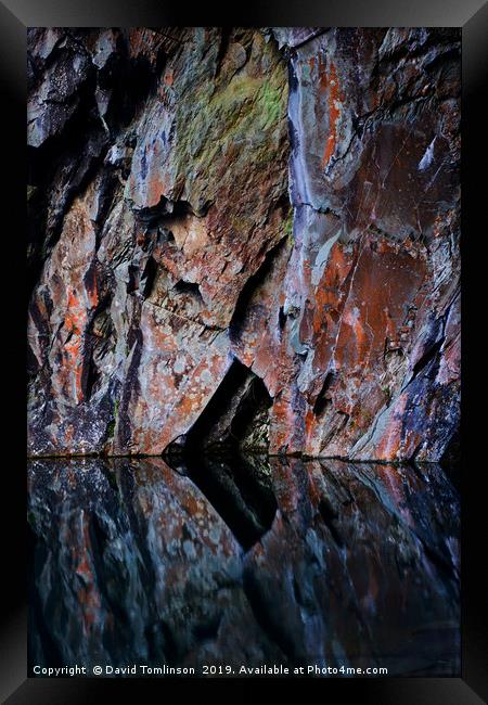 Cave wall reflections - Portrait Framed Print by David Tomlinson