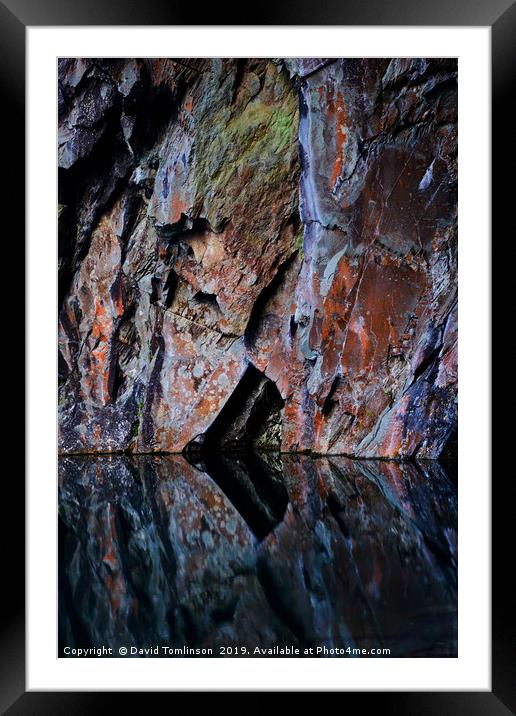 Cave wall reflections - Portrait Framed Mounted Print by David Tomlinson