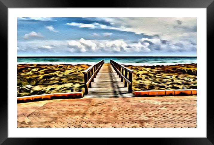 Digital painting of Sea View in Spain Framed Mounted Print by Stuart Atton
