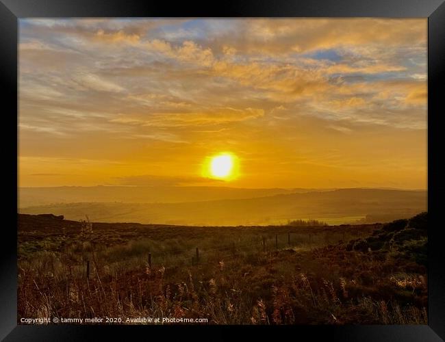 Majestic Sunrise over Staffordshire Moorlands Framed Print by tammy mellor