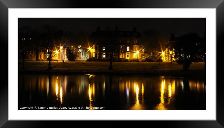 Serene Nighttime Reflection Framed Mounted Print by tammy mellor
