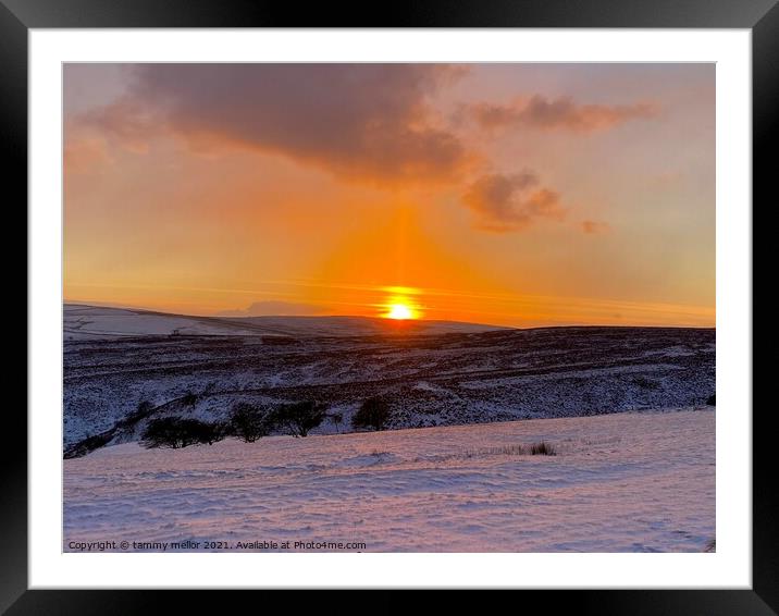 Majestic Sunset Over Frosty Moorlands Framed Mounted Print by tammy mellor