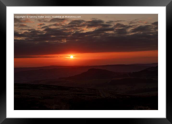 sun setting over the roaches Framed Mounted Print by tammy mellor