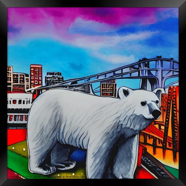 POLAR BEAR IN THE CITY 9 Framed Print by OTIS PORRITT