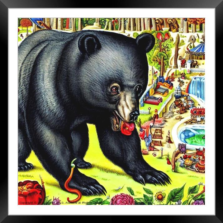Black Bear (in the style of,Hieronymus Bosch) 2 Framed Mounted Print by OTIS PORRITT