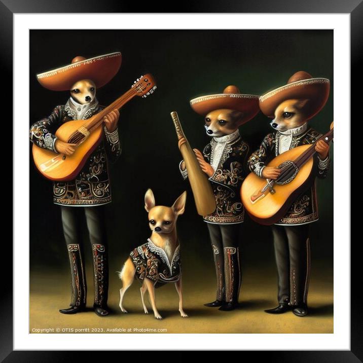 CHIHUAHUA MARIACHI BAND 2 Framed Mounted Print by OTIS PORRITT