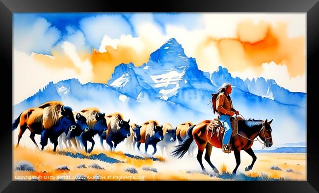 PLAINS INDIAN 6 Framed Print by OTIS PORRITT