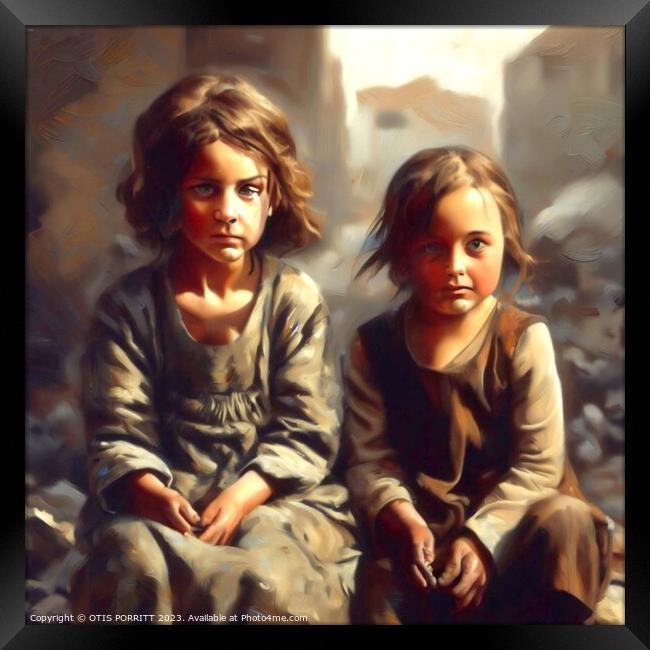 CHILDREN OF WAR (CIVIL WAR) SYRIA 6 Framed Print by OTIS PORRITT