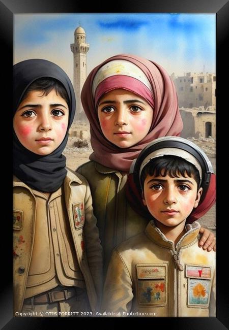 CHILDREN OF WAR (CIVIL WAR) SYRIA 11 Framed Print by OTIS PORRITT