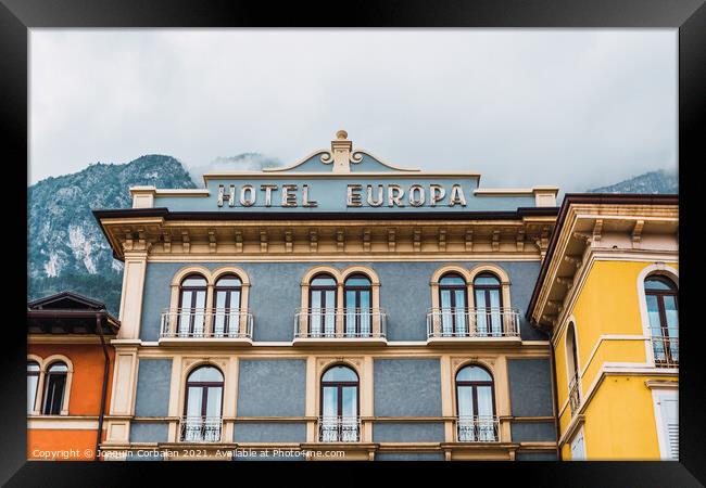 Riva del garda, italy - october 2, 2021: Colorful and nice typic Framed Print by Joaquin Corbalan