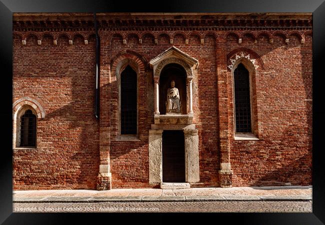 Brick facade in the afternoon sun of a religious Veronese hermit Framed Print by Joaquin Corbalan