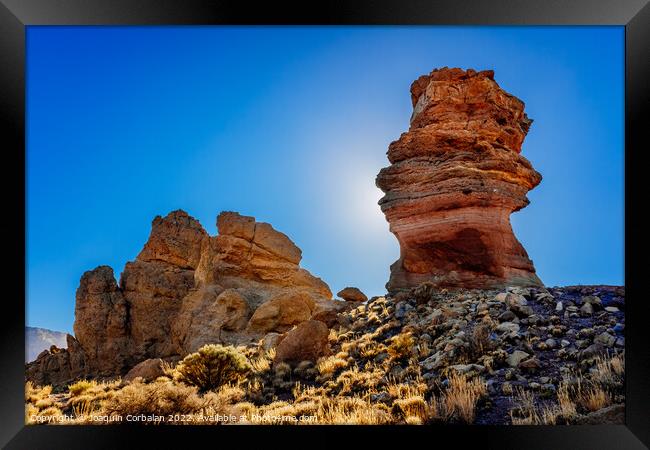 Los Roques are volcanic rock formations in Tenerife, some near t Framed Print by Joaquin Corbalan