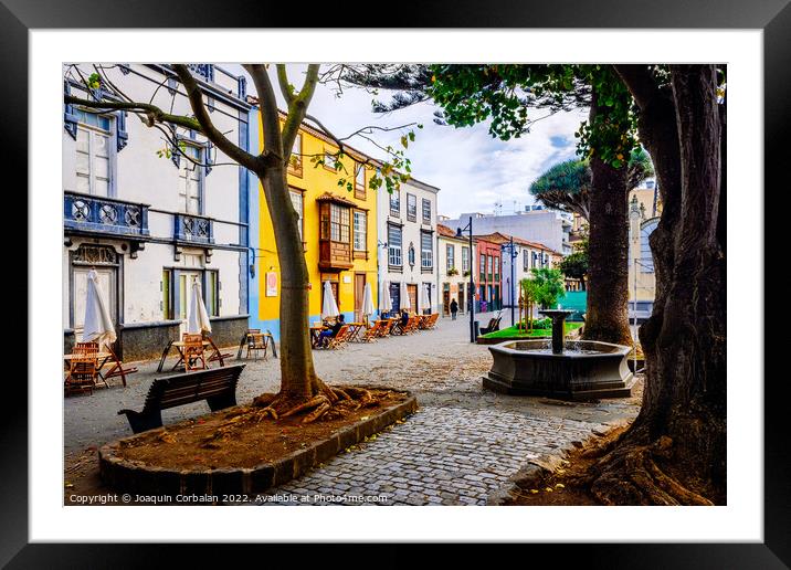  Colorful facades in the streets of the old town of San cristoba Framed Mounted Print by Joaquin Corbalan