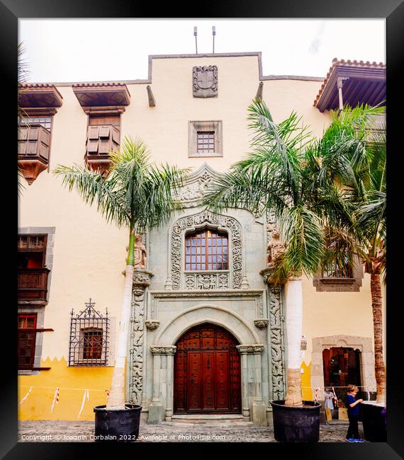 Facade of the Columbus house museum in Las Palmas de Gran Canari Framed Print by Joaquin Corbalan