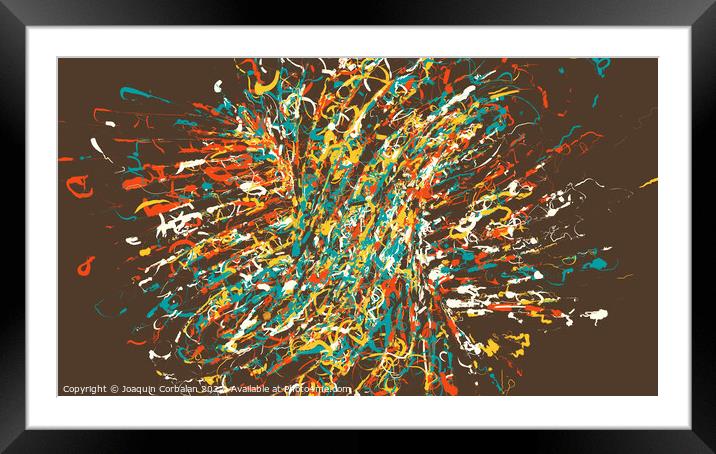 Background with an abstract design of lines and random paths of  Framed Mounted Print by Joaquin Corbalan