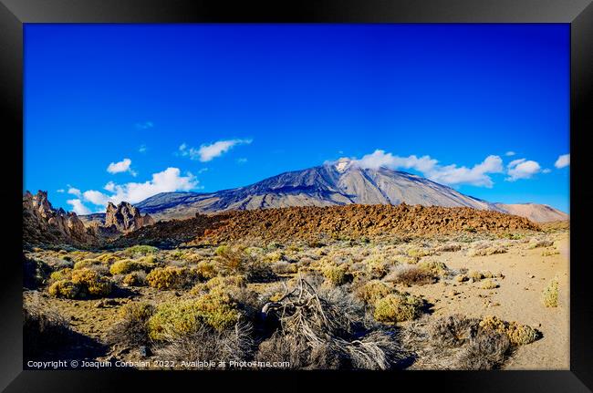 Beautiful panoramic image of the Teide volcano, a sunny day with Framed Print by Joaquin Corbalan