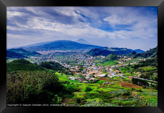 View of the town of San Cristóbal de la Laguna from a viewpoint Framed Print by Joaquin Corbalan