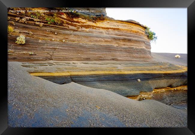 Phonolithic and basaltic geological strata result in beautiful l Framed Print by Joaquin Corbalan