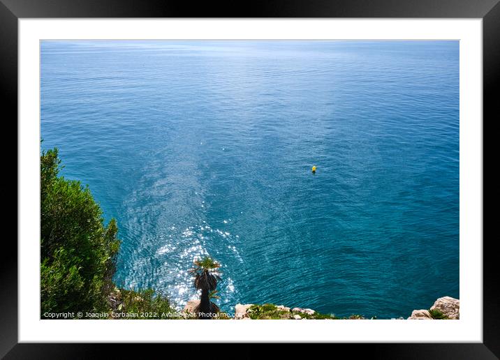 A deep blue in the sea, background with the calm and infinite co Framed Mounted Print by Joaquin Corbalan
