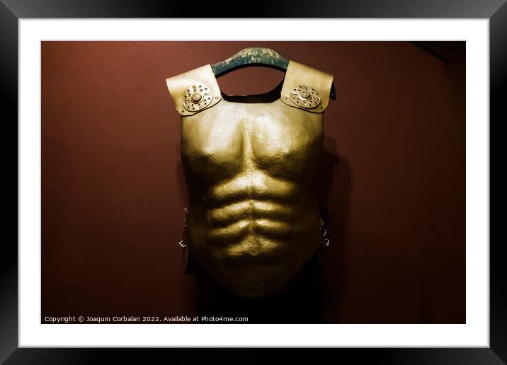 Classical sculpture showing pectoral and abdominal muscles, part Framed Mounted Print by Joaquin Corbalan