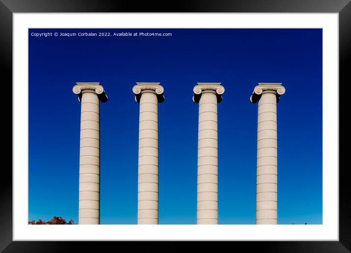 The four columns of Barcelona, in Montjuic, symbol of Catalanism Framed Mounted Print by Joaquin Corbalan