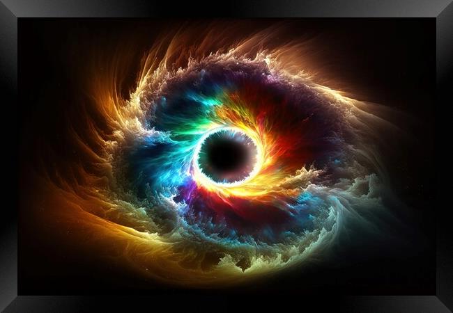 Dramatic sky formation of a black hole. Ai generated. Framed Print by Joaquin Corbalan
