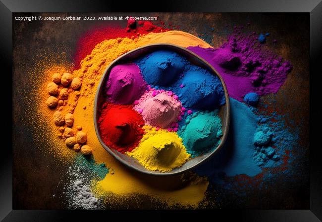 Colored chalk powder for the Indian festival of Holi, viewed fro Framed Print by Joaquin Corbalan