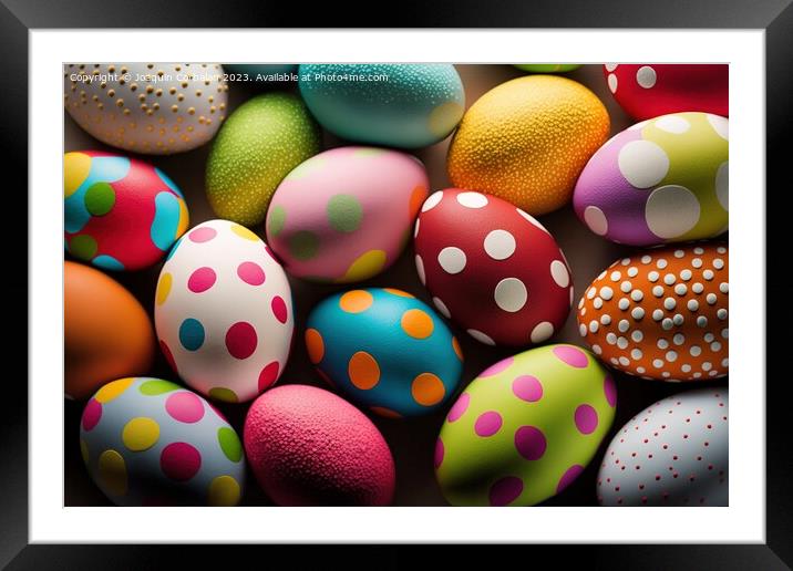 Colorful easter eggs, a complete background for designs. Ai gene Framed Mounted Print by Joaquin Corbalan