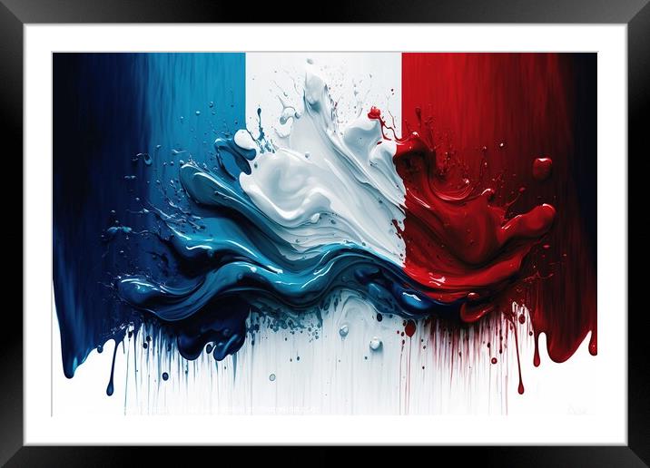 Flag of France, modern design with acrylic paint. Ai generated Framed Mounted Print by Joaquin Corbalan