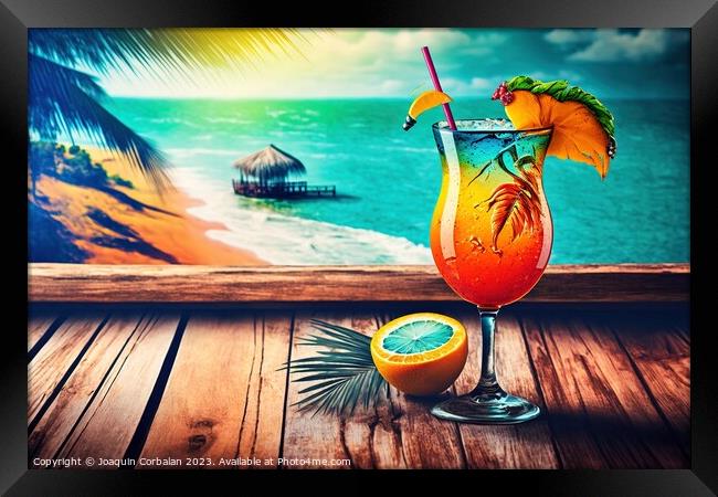 On a hot summer holiday, enjoy the refreshment of an alcoholic c Framed Print by Joaquin Corbalan