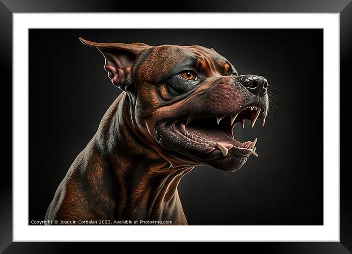 A studio portrait of a single canine pet, capturing the mammals  Framed Mounted Print by Joaquin Corbalan