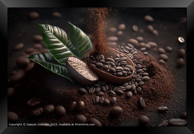 Ground cocoa powder, food studio photo. Ai generated. Framed Print by Joaquin Corbalan