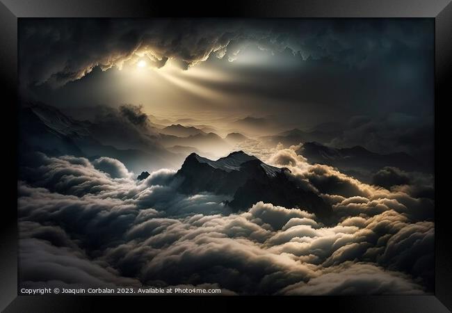 Beautiful and dramatic sky with voluminous clouds. Ai generated. Framed Print by Joaquin Corbalan
