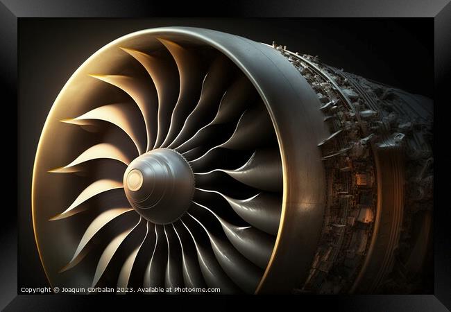 Illustration of a jet propulsion engine. Ai genera Framed Print by Joaquin Corbalan