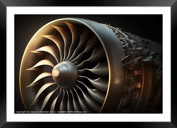 Illustration of a jet propulsion engine. Ai genera Framed Mounted Print by Joaquin Corbalan
