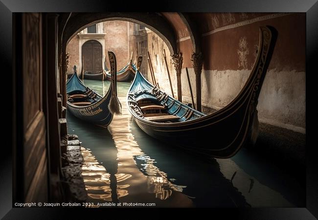 Sad and unused Venetian gondolas, tourists reject the decrepit c Framed Print by Joaquin Corbalan