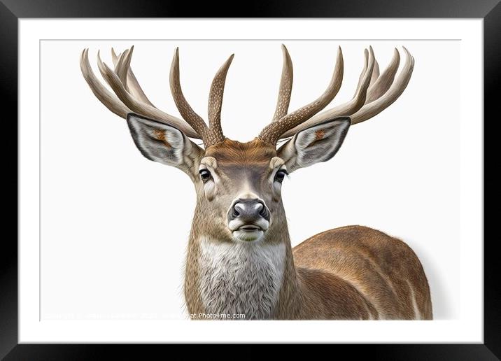 Illustration of a beautiful deer. Ai generated. Framed Mounted Print by Joaquin Corbalan