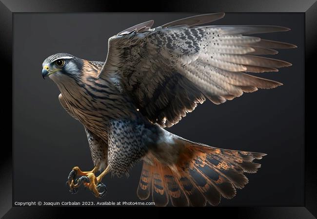 A mighty falcon in flight. AI generated. Framed Print by Joaquin Corbalan