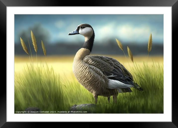 Illustration of a colorful duck. Ai generated. Framed Mounted Print by Joaquin Corbalan