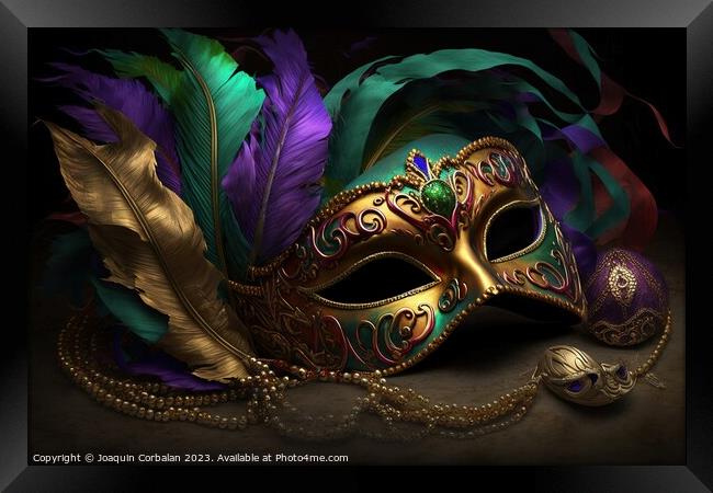 Venetian style carnival mask, very colorful and ornate. Ai gener Framed Print by Joaquin Corbalan