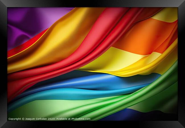 Waving gay flag in bright colors. Framed Print by Joaquin Corbalan
