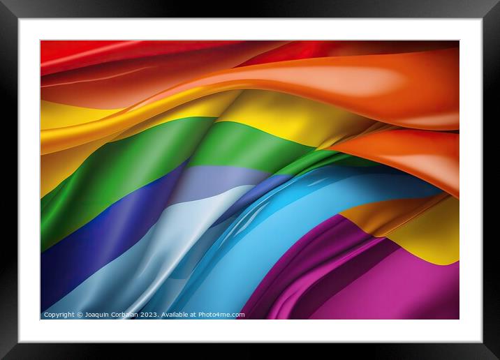 A colorfully designed rainbow flag featuring gay pride. Framed Mounted Print by Joaquin Corbalan